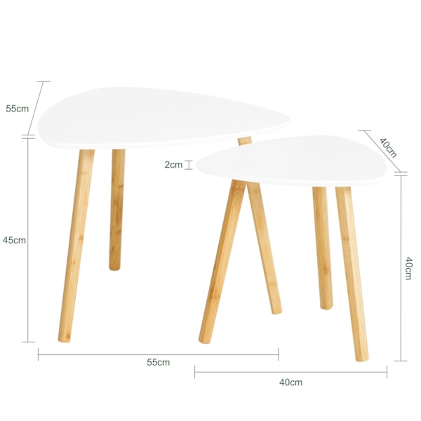 SoBuy Soffbord,Sidobord,Satsbord set om 2,Cafébord,vit,FBT74-W white