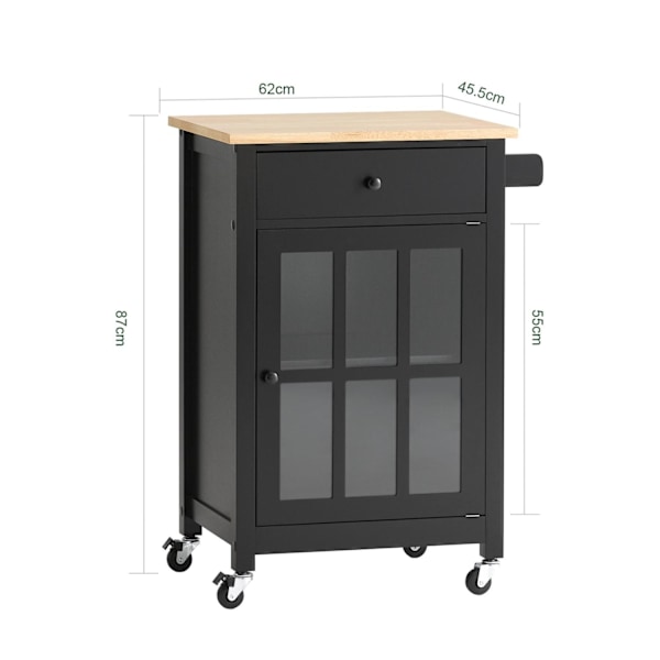 SoBuy Keittiösaareke Pyörällinen Keittiökaapi FKW98-SCH Black
