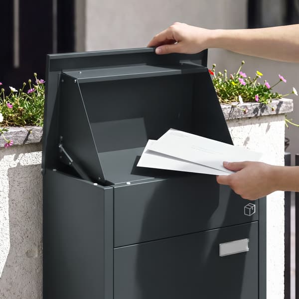 SoBuy utemöbel för paket och post med kodlås Mörkgrå 49.2×28×70 cm OGS65-DG