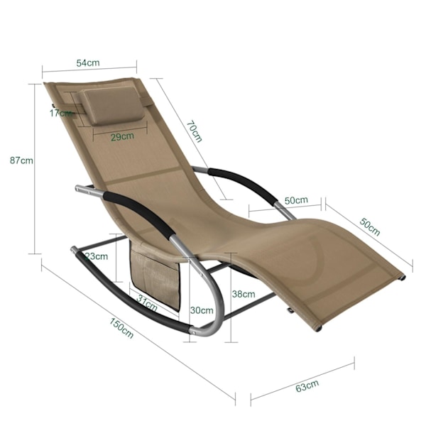 SoBuy Gungstol Loungestol Utemöbler, Testad för 150 kg OGS28-BR Brown 1 Piece