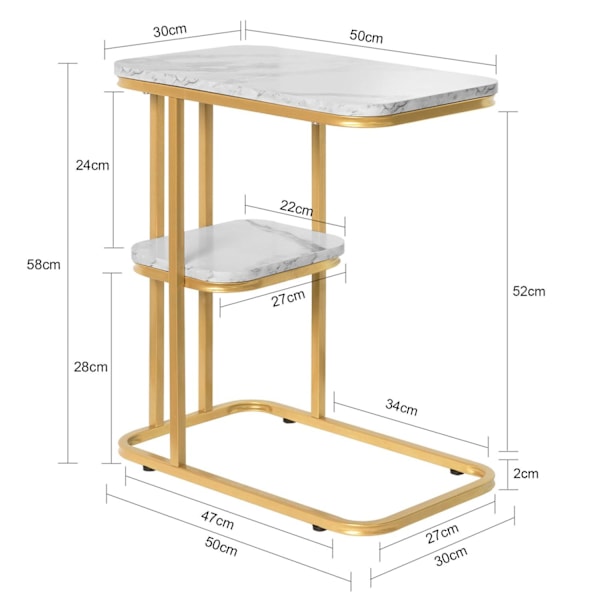 SoBuy Sofabord, Moderne sidebord guldfarvede ben, FBT110-G