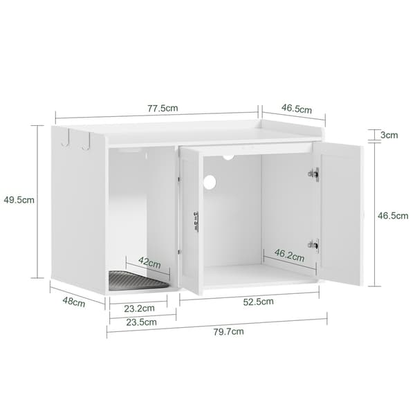 SoBuy Skoebænk med kattebakkeopbevaring, Hvid, 79.7×48×49.5 cm, HAT07-E-W