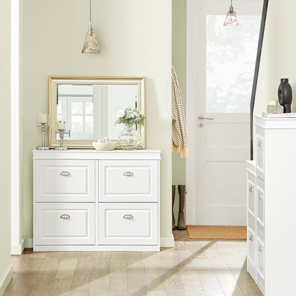 SoBuy Skobænk med hynde skoholder Træbænk, Skoreol, FSR79-W White L105*B24*H83cm