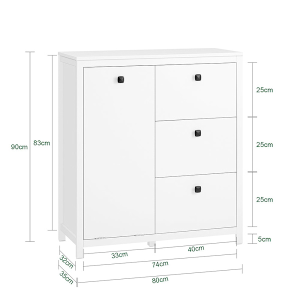 SoBuy Korkea kaappi Pyykkikaappi pyykkikorin kanssa BZR97-W White Base cabinet with laundry basket