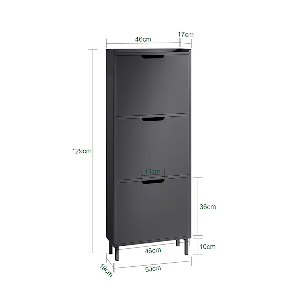 SoBuy Skoskab Skoholder med rum Skohylde FSR151-H-SCH Black 50*19*129cm