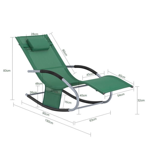SoBuy Puutarhan keinutuoli jalkatuella Aurinkotuoli OGS28-WD forest green 1 Piece