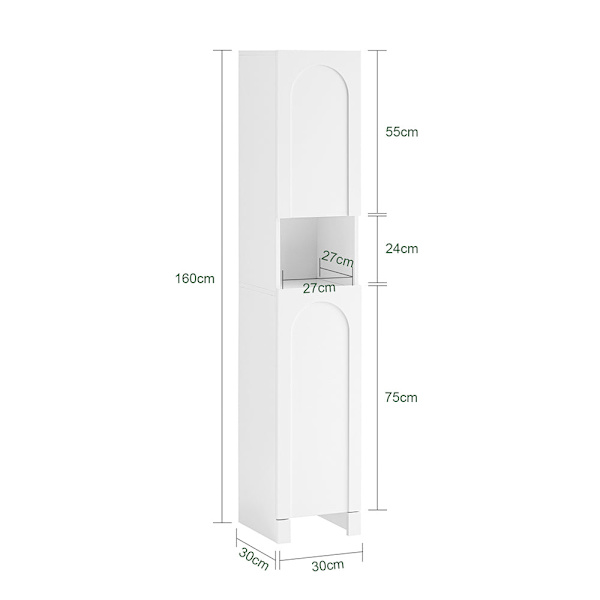 SoBuy Korkea kaappi Kylpyhuone Kaappi 2 ovea BZR163-W High cabinet