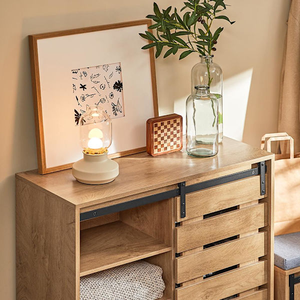 SoBuy Enkel og moderne konsolbord Skænk med skydedøre FSB65-N Wood Cabinet
