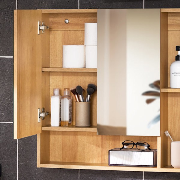 SoBuy Väggskåp Överskåp Spegelskåp Badrumsskåp BZR177-N Mirror Cabinet
