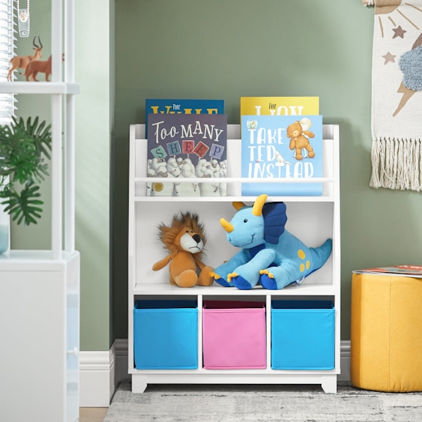 SoBuy Lasten kirjahylly Lehtiteline säilytyskaappi KMB34-F rose/blue