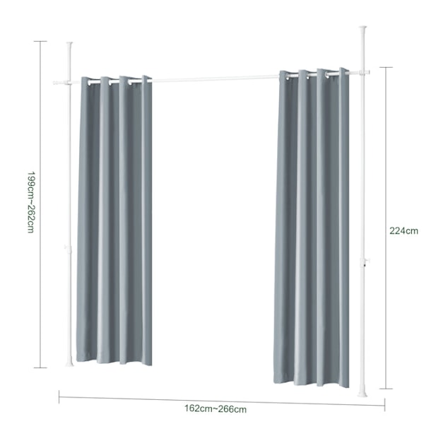 SoBuy Mörkläggningsgardin med justerbar metallstång KLS12-DG Dark grey L(162–266 cm)*H(199–262 cm)