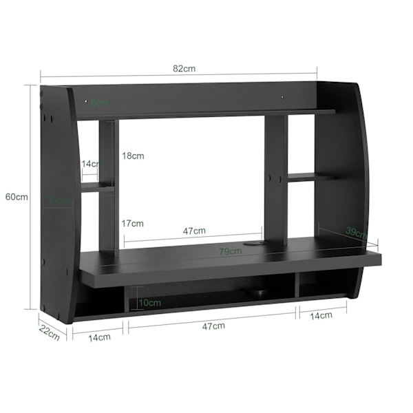 SoBuy Väggmonterat Skrivbord,Laptopbord,Datorbord,FWT18-SCH svart
