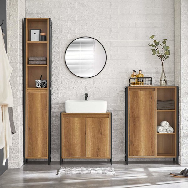 SoBuy Tvättställsunderskåp med 2 dörrar, Badrumsskåp BZR63-PF Sink cabinet(on wall)