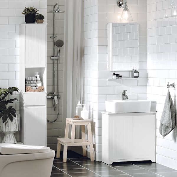 SoBuy Hjørneunderskab Underskab til håndvask med 2låger BZR108-W Sink cabinet(on wall)