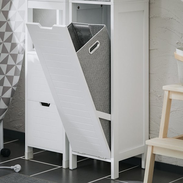 SoBuy Badrumsskåp med tvättkorg Högskåp BZR123-W High cabinet