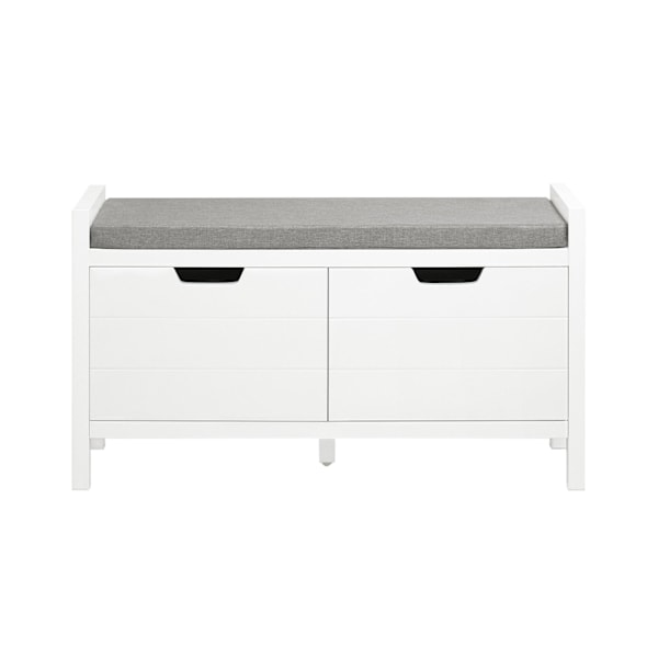 SoBuy Sittbänk med 2 dörrar och dyna, Bänk Skobänk FSR63-II-W White