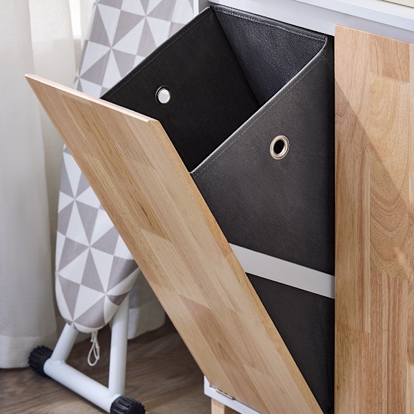 SoBuy Badeværelsesskab med Vasketøjskurv BZR143-WN Laundry basket cabinet