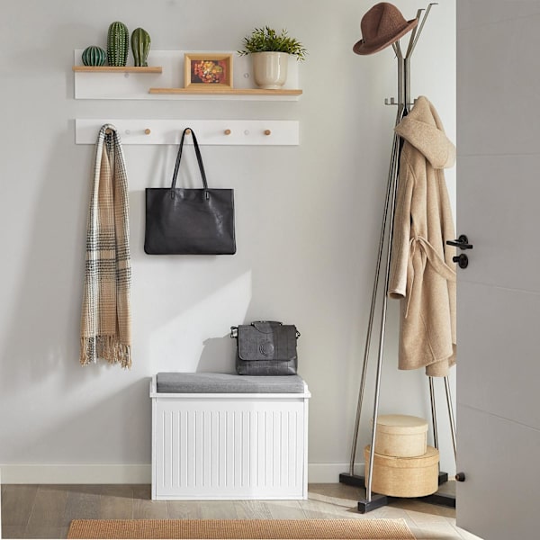 SoBuy Skobænk med hynde Skoholder med sæde til indgang FSR98-W White 62*25*46cm