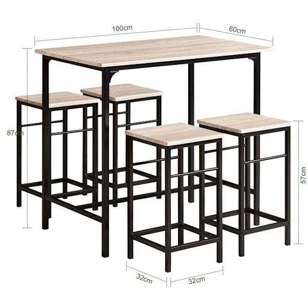 JotenOsta puiset keittiön patioruokailukalusteet, pöytä ja jakkarat, OGT11-N Wood table with 4 stools