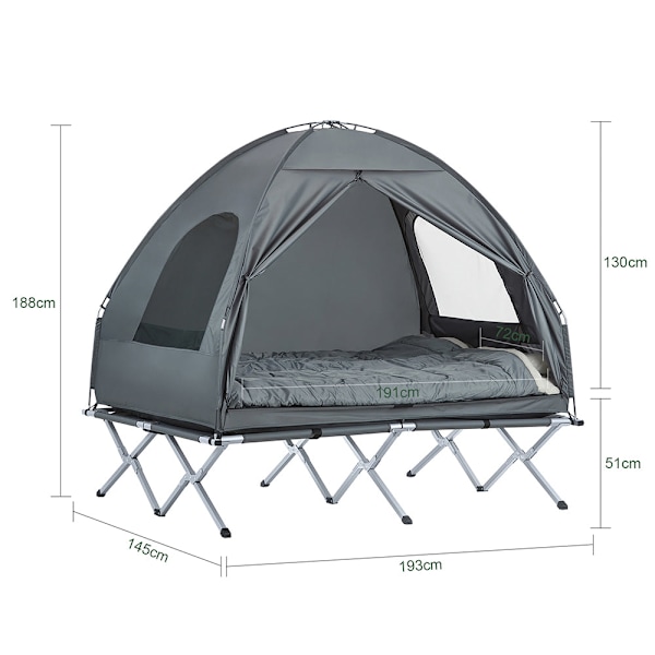 SoBuy 4-i-1 tält för 2 personer OGS32-L-HG grey For 2 Persons