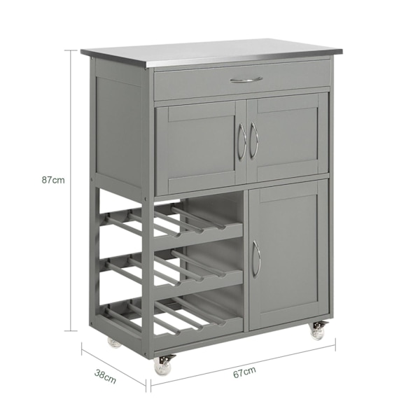 SoBuy Pöytäkaappi pyörillä Pyörällinen säilytyskaluste FKW45-HG Gray