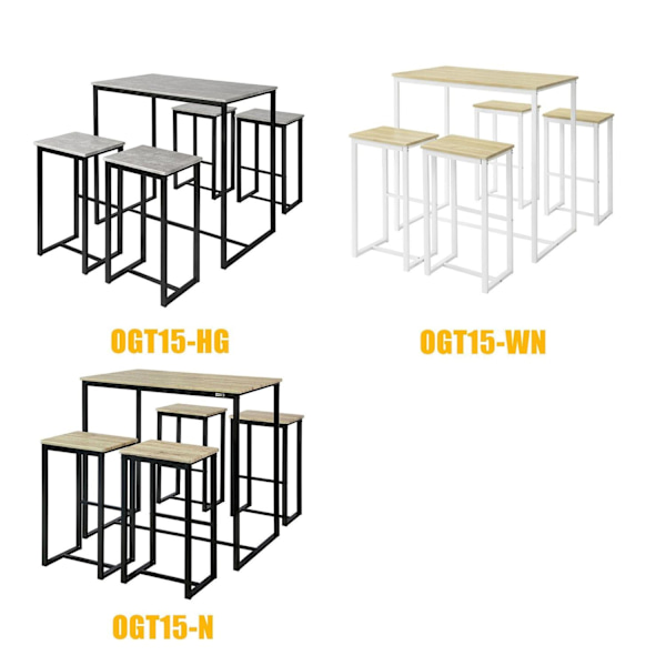 SoBuy Matgrupp Barbord och 4 stolar Köksbord Matbord OGT15-HG Gray