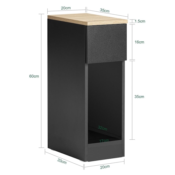 SoBuy Moderne sidebord med opbevaring, sort FBT111-SCH Black 20*35*60cm