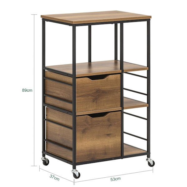 SoBuy kökshylla Rullvagn serveringsvagnar med 2 lådor FKW111-PF 53*37*89CM
