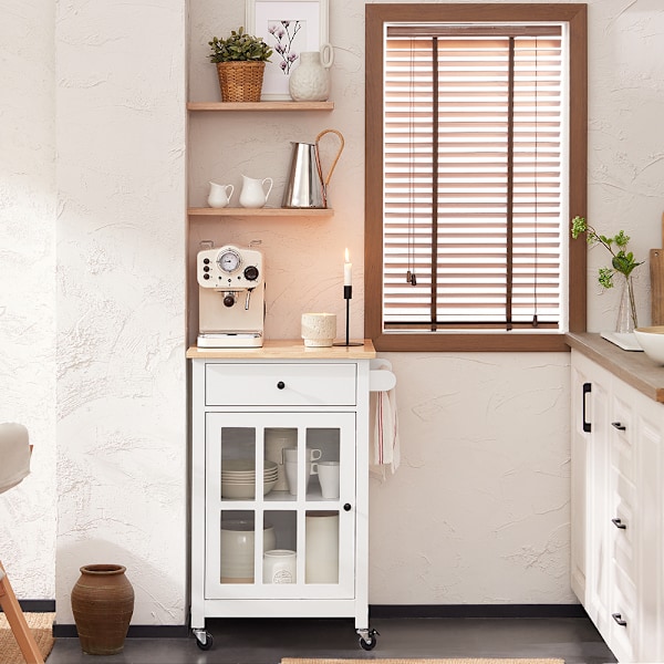 SoBuy Køkkenvogn Rullevogn i stilsikkert look FKW98-WN White