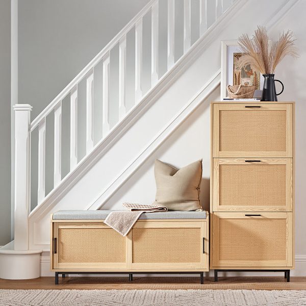 SoBuy Smalt skoskåp med 3 fack Skohylla FSR155-N Nature 60*24*127 cm