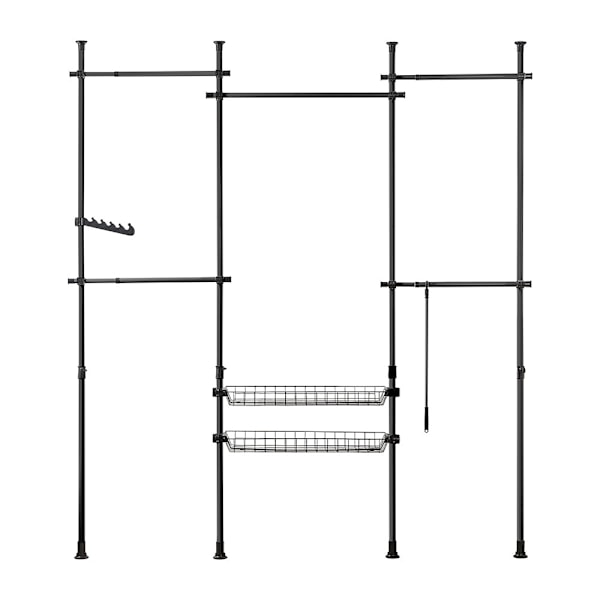 SoBuy, Garderob, Klädstång, Klädställning KLS04-SCH Black Length 209-305cm