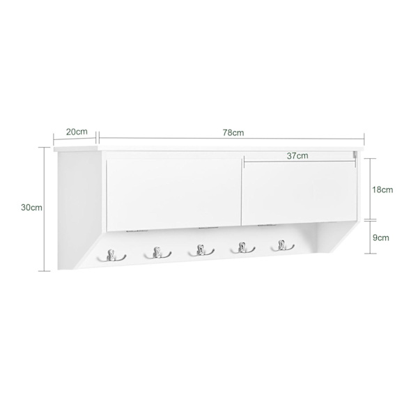 SoBuy Knagerække med 4 kroge, Væghylde FHK24-W Wall shelf