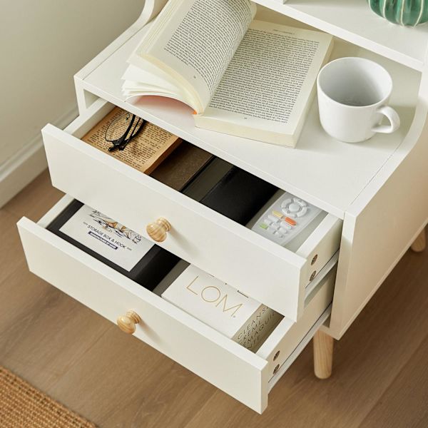 SoBuy Nattduksbord,Soffbord,Sidobord,Sängbord,FBT100-W Vit