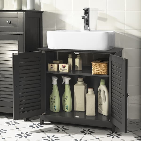 SoBuy Underskab til vask 2 doors Mørkegrå 60x35x58cm, moderne FRG237-DG
