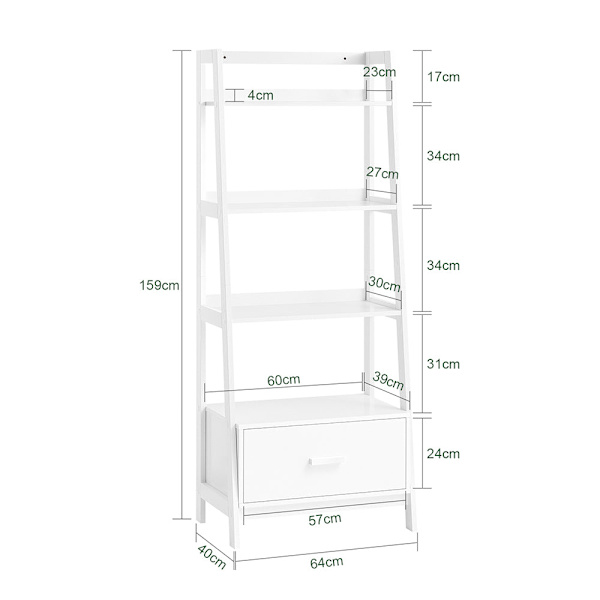 SoBuy Skrivbord, Bokhylla, Hörnhylla Öppet skåp FRG116-W Length 64 cm