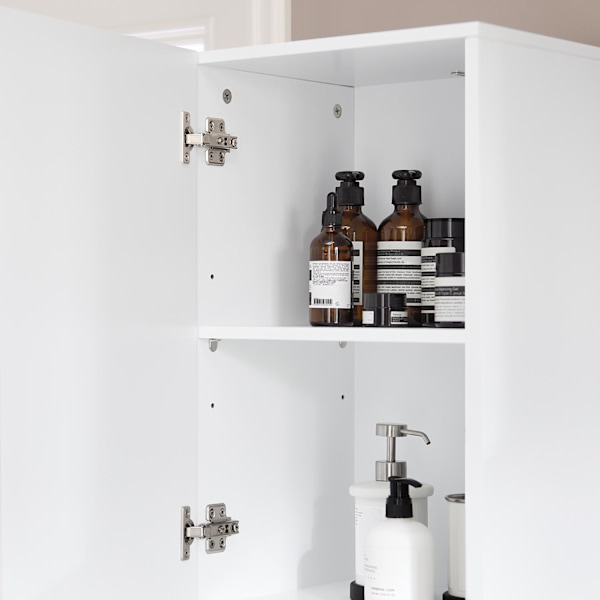 SoBuy Högskåp badrum, hörnhylla med 2 dörrar BZR91-W High cabinet