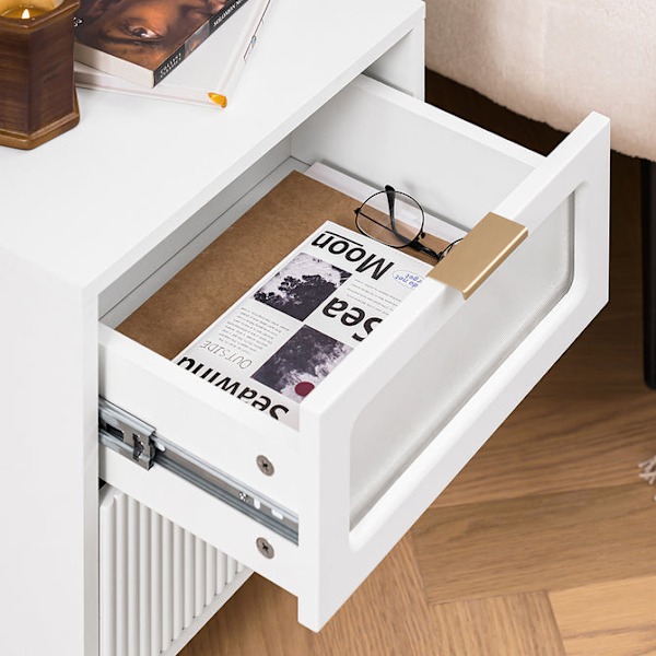SoBuy Nattduksbord med 2 lådor Soffbord Sidobord Sängbord FBT123-W