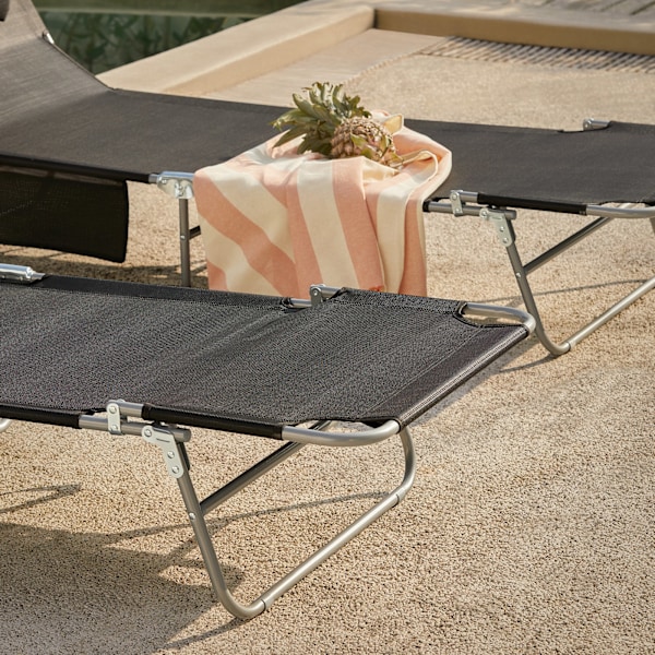 SoBuy solstol, gungstol, hopfällbar strandstol OGS48-SCH Black