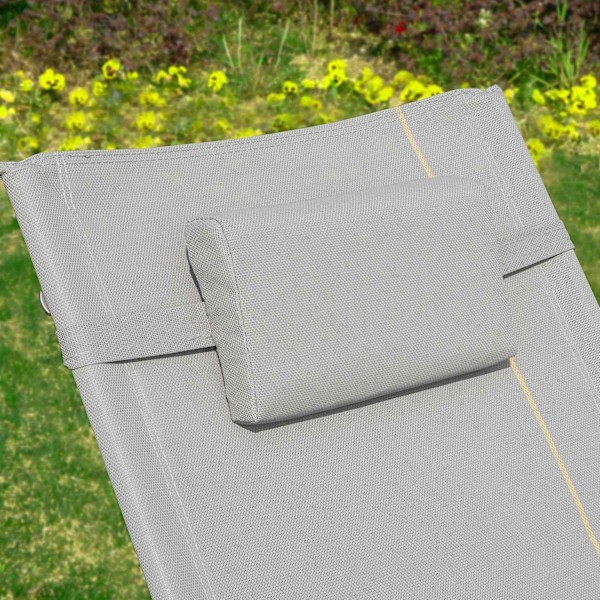 SoBuy 2 stk liggestole med nakkestøtte og lomme, grå OGS28-HGx2 Gray 2 Pieces