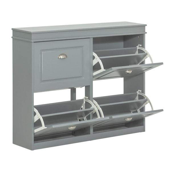 SoBuy, Skoskåp 4 fack, Hallmöbler, Ingång, FSR79-HG Gray L105*B24*H83cm