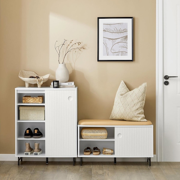 SoBuy Bänk förvaring Skoskåp Skobänk med dyna Sittbänk FSR116-W Bench