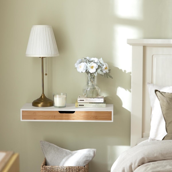SoBuy Väggmonterad avlastningsbord Vägghylla med Lådor FRG93-WN Längd 60 cm