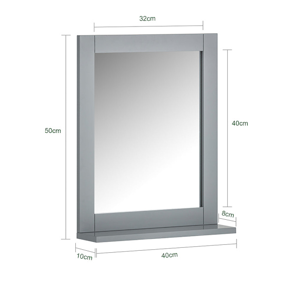 SoBuy Badeværelsesspejl med hylder FRG129-SG Grey Mirror