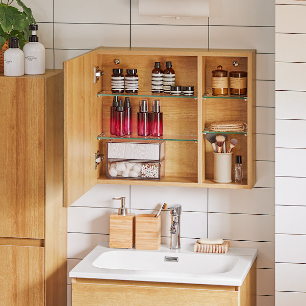 SoBuy Väggskåp Överskåp Spegelskåp Badrumsskåp BZR173-N Mirror Cabinet