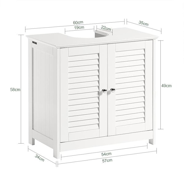 SoBuy Underskab til vask Skab til badeværelse FRG237-II-W White Sink cabinet(on floor)