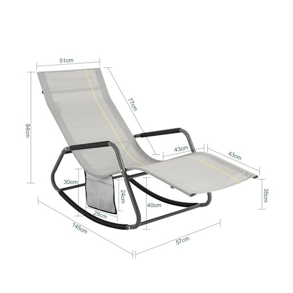 SoBuy Gyngestol Liggestol Havestole Relaxstol OGS47-HG Gray
