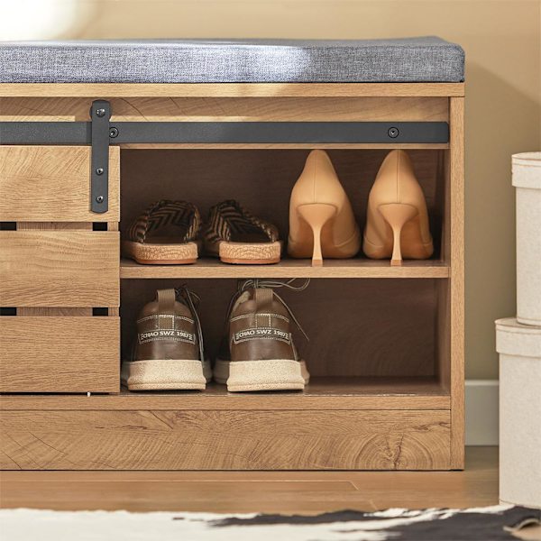 SoBuy Bänk förvaring Skoskåp Skobänk med dyna Sittbänk FSR120-N Wood Bench