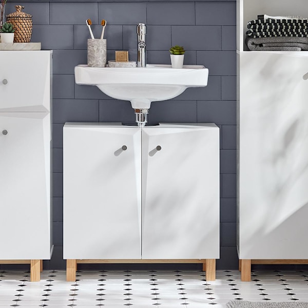 SoBuy Tvättställsunderskåp med 2 dörrar, Badrumsskåp BZR92-W Sink cabinet(on wall)