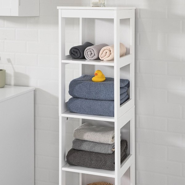 SoBuy Högskåp med 6 hyllor Badrumshylla vit BZR14-W Vit High shelf