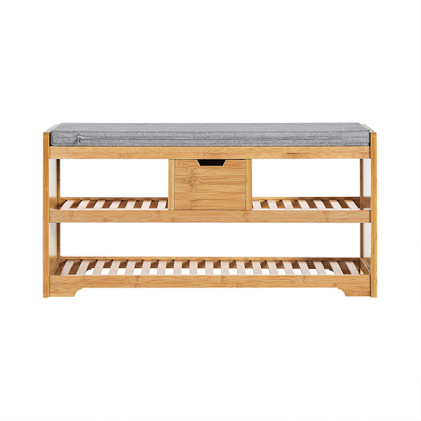 SoBuy Bänk med skoförvaring Skobänk med dyna Hallmöbler FSR75-N W91 × D34 × H45cm